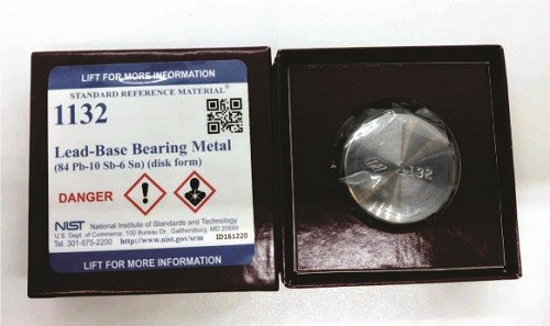 SRM 1132  鉛基軸承金屬(84 Pb-10 Sb-6 Sn)標準品